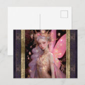 Carte Postale Art Imaginaire de femme de la fée rose (Devant / Derrière)