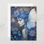 Carte Postale Art Imaginaire Fairy Bleu (Devant / Derrière)