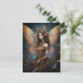 Carte Postale Art Imaginaire Fairy Pink Blue Gold (Debout devant)
