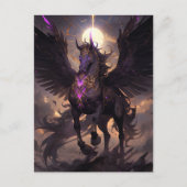 Carte Postale Art Imaginaire noir violet Unicorne (Devant)