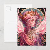 Carte Postale Art Imaginaire rose Fairy Angel (Devant / Derrière)
