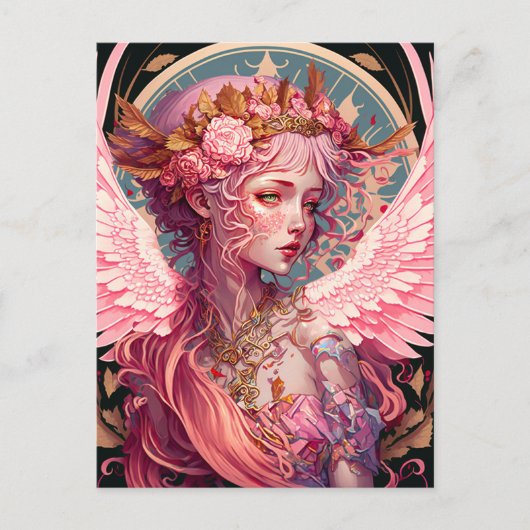 Carte Postale Art Imaginaire rose Fairy Angel (Devant)