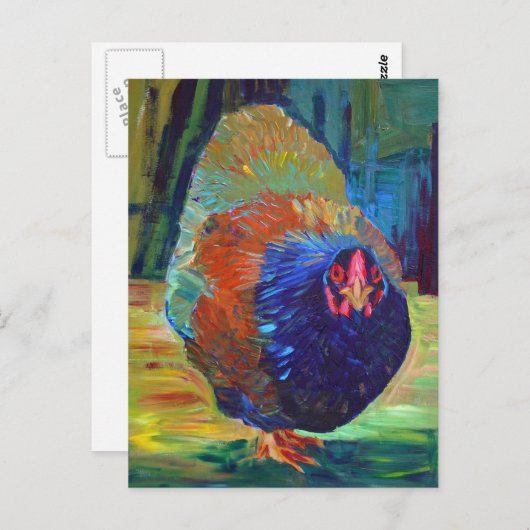 Carte Postale Art impressionniste de poulet (Devant / Derrière)