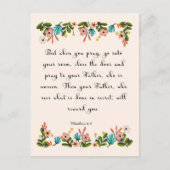 Carte Postale Art inspirant chrétien - Matthieu 6:6 (Devant)