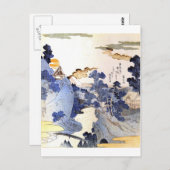 Carte Postale Art japonais bleu vintage (Devant / Derrière)