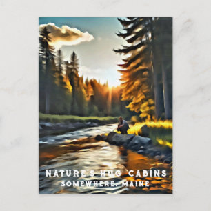 Carte Postale *~* Art Man Fishing Stream Nature AP49