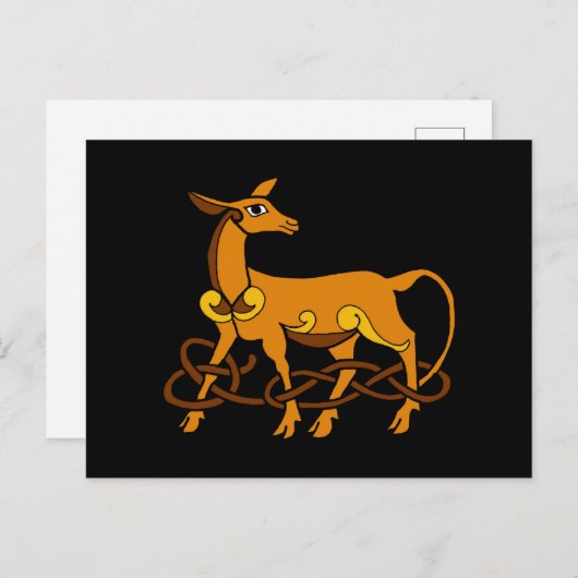 Carte Postale Art médiéval noeud celtique Brown cerf (Devant / Derrière)