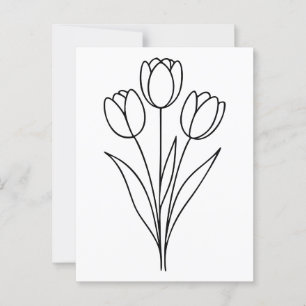 Carte Postale Art minimaliste Tulip Spring Flower Line