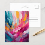 Carte Postale Art moderne Abstrait coloré<br><div class="desc">Un tableau abstrait moderne frappant, caractérisé par des touches épaisses et audacieuses, dans des tons vifs de rose, bleu, orange et blanc. Les couches texturées et les coups profonds créent un sens du mouvement et de l'énergie, les couleurs se mélangeant et se contrastant dans une composition dynamique et contemporaine. L'interaction...</div>