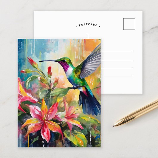 Carte Postale Art Moderne Colibri Coloré