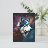 Carte Postale Art moderne Husky Abstrait de peinture de chien (Debout devant)