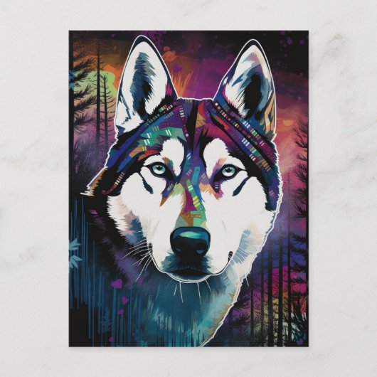 Carte Postale Art moderne Husky Abstrait de peinture de chien (Devant)
