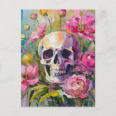 Carte Postale Art moderne Vie morte Crâne et fleurs Abstraits (Devant)