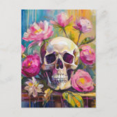 Carte Postale Art moderne Vie morte Crâne et fleurs Abstraits (Devant)