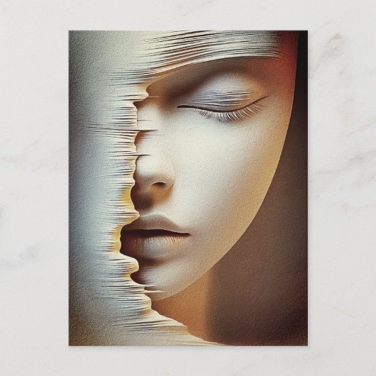 Carte Postale Art mural du visage féminin abstrait – Texturé mod (Devant)