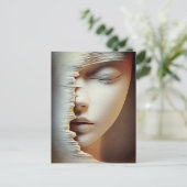 Carte Postale Art mural du visage féminin abstrait – Texturé mod (Debout devant)