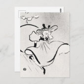 Carte Postale Art noir et blanc Jane Avril par Toulouse Lautrec (Devant / Derrière)