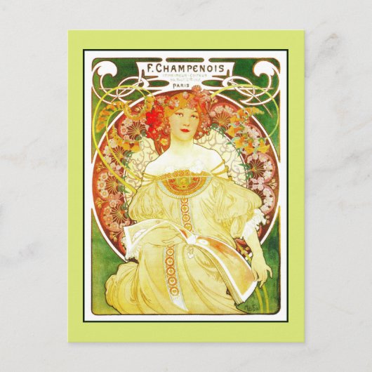 Carte Postale Art Nouveau Alfons Mucha, Paris impression et (Devant)