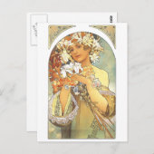 Carte Postale Art Nouveau - Alphonse Mucha "Fleur" (Devant / Derrière)