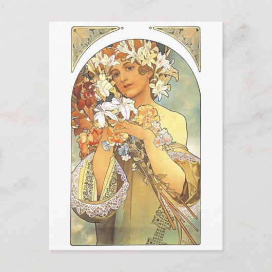 Carte Postale Art Nouveau - Alphonse Mucha "Fleur" (Devant)