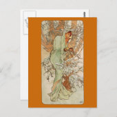 Carte Postale Art Nouveau - Alphonse Mucha - Hiver (Devant / Derrière)