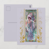 Carte Postale Art Nouveau Alphonse Mucha Soirée Contemplation (Devant / Derrière)