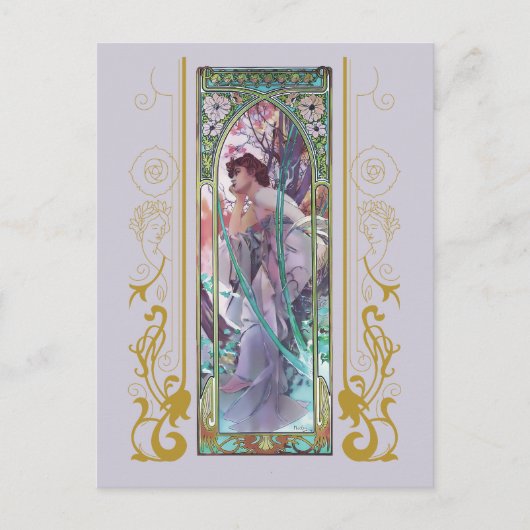 Carte Postale Art Nouveau Alphonse Mucha Soirée Contemplation (Devant)