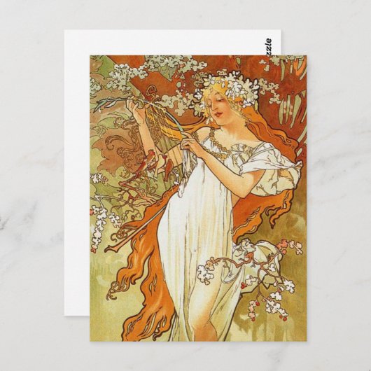 Carte postale Art Nouveau Alphonse Mucha Spring (Devant / Derrière)