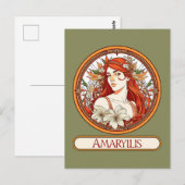 Carte Postale Art Nouveau Amaryllis Woman (Devant / Derrière)