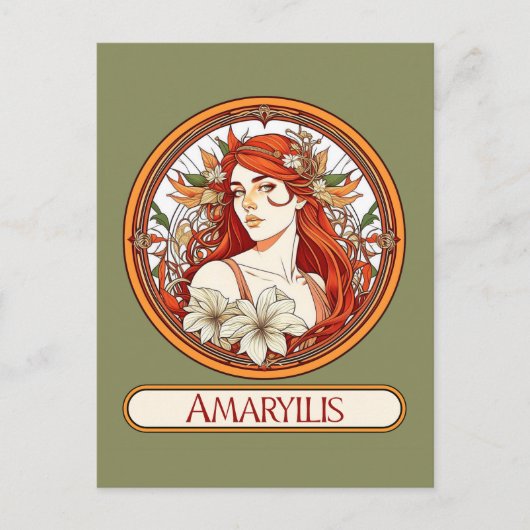 Carte Postale Art Nouveau Amaryllis Woman (Devant)
