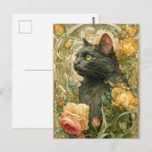 Carte Postale Art Nouveau Chat (Devant / Derrière)