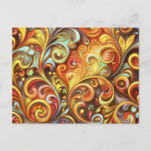 Carte Postale Art Nouveau : Des volutes baroques radieuses sur c