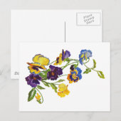 Carte Postale Art Nouveau Embroidered Pansies (Devant / Derrière)