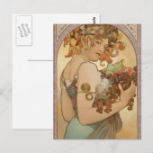 Carte Postale Art Nouveau Femme Mucha Belle (Devant / Derrière)