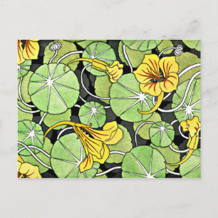 Carte Postale Art Nouveau Golden Yellow Nasturtium motif