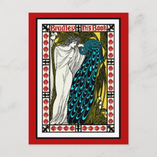 Carte postale : Art Nouveau Peacock Artwork - The