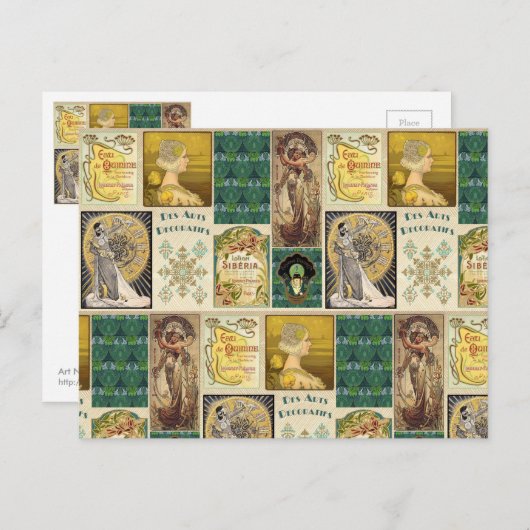 Carte postale Art Nouveau pour dames (Devant / Derrière)