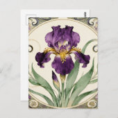 Carte Postale Art Nouveau Purple Iris (Devant / Derrière)