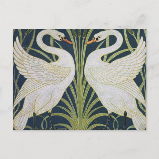 Carte Postale Art Nouveau Swan Deux Swans (Devant)