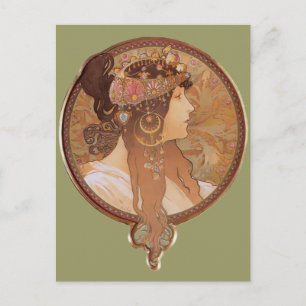 Carte Postale Art Nouveau - Tête Byzantine, La Brunette