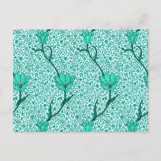 Carte Postale Art Nouveau Tulip Damask, Turquoise (Devant)