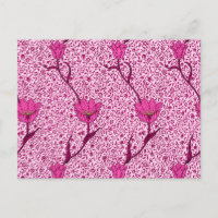 Art Nouveau Tulipe Damas, Vin et Fuchsia Rose