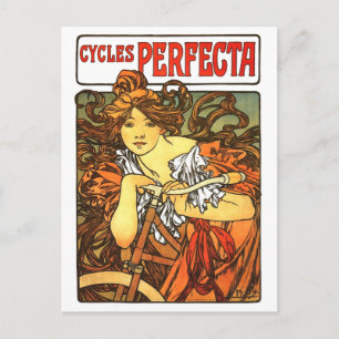 Carte Postale Art Nouveau Vélo Mucha Art