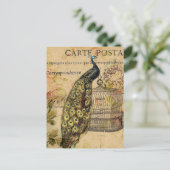 Carte Postale art nouveau vintage paon (Debout devant)