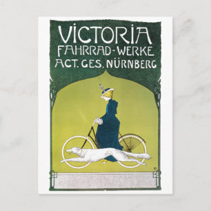 Carte Postale Art Nouveau vintage, Victoria Fahrrad Werke, Rehm