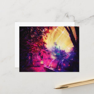 Carte Postale Art numérique coloré Amish Horse et Buggy Trippy