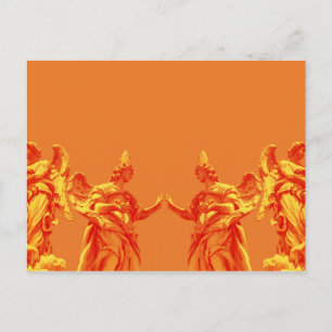 Carte Postale Art numérique de couleur orange avec sculptures