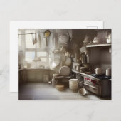 Carte Postale Art numérique de scène de cuisine de Cook (Devant / Derrière)