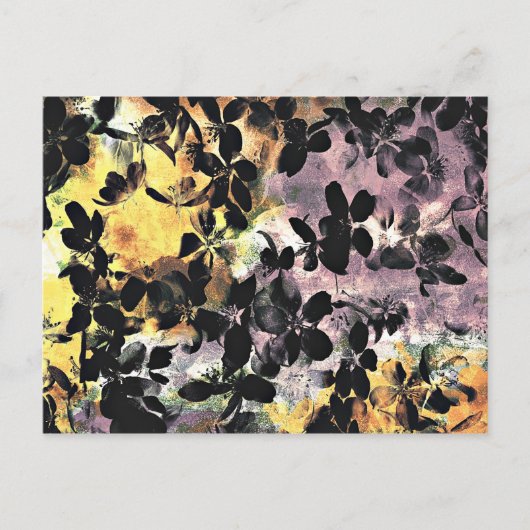 Carte Postale Art numérique fleuri motif à fleurs rose jaune (Devant)