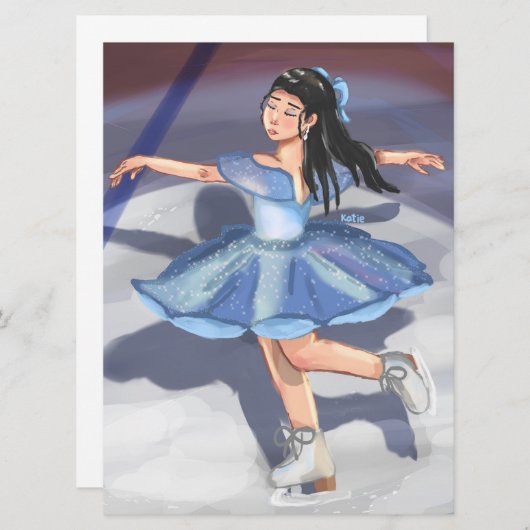 Carte postale Art numérique pour patineuse à main (Devant / Derrière)